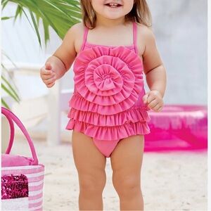 NWOT Janie and Jack hot pink rosette one piece swimsuit
